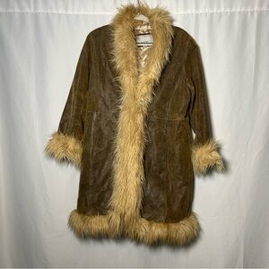 Wilsons Leather Brown Teddy Jacket with Tan Fur